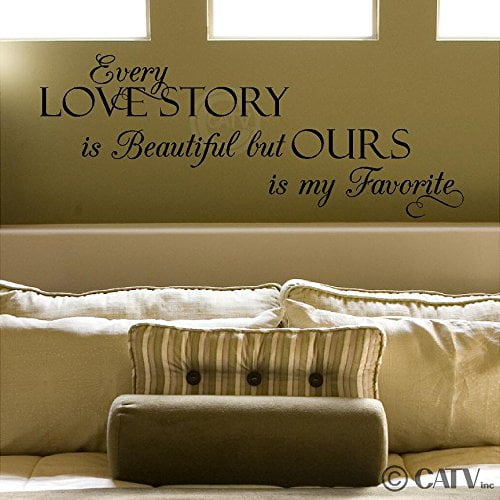 Every Love Story is Beautiful Separate Letters Carved Vinyl but Ours is My Favorite Wall Decal Hand Writing Heart Shape Wall Letters Sticker 